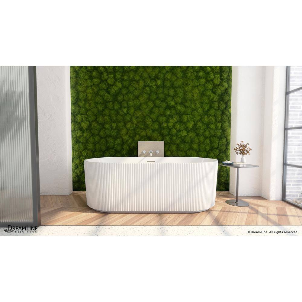 Charisma 59'' White Ribbed Acrylic Freestanding Bathtub