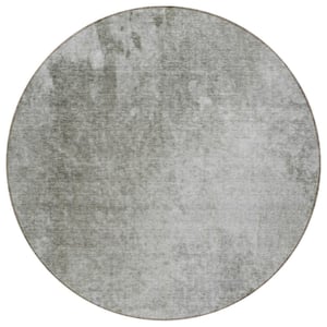 Chantille ACN562 Gray 8 ft. x 8 ft. Round Machine Washable Indoor/Outdoor Geometric Area Rug