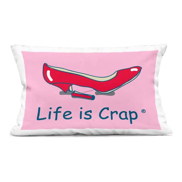Broken High Heel Pink Print Polyester 14 in. x 20in. Throw Pillow