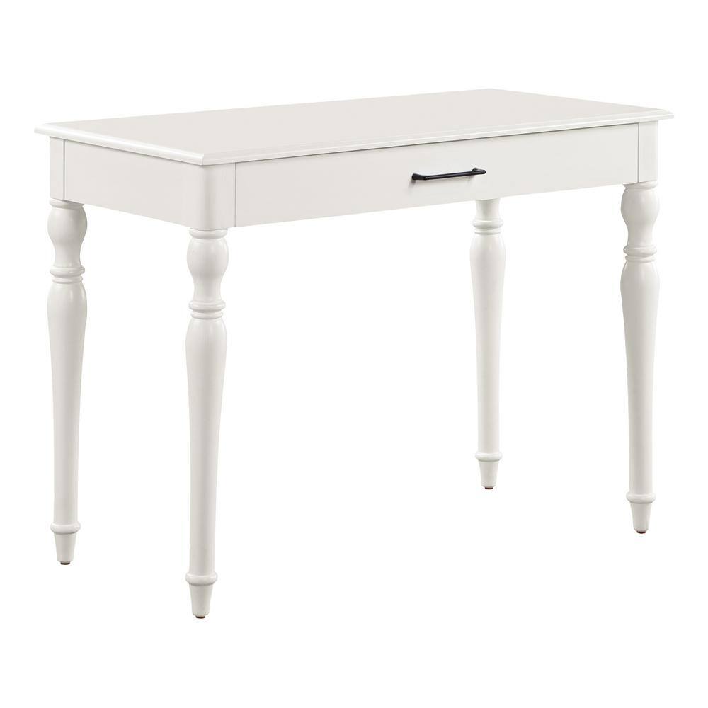 Baron 40 in. Rectangle White Engineered Wood Desk with Drawer