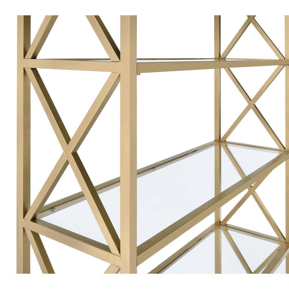 Milavera 48" Gold Metal and Clear Glass 5-Shelf Etagere Bookcase