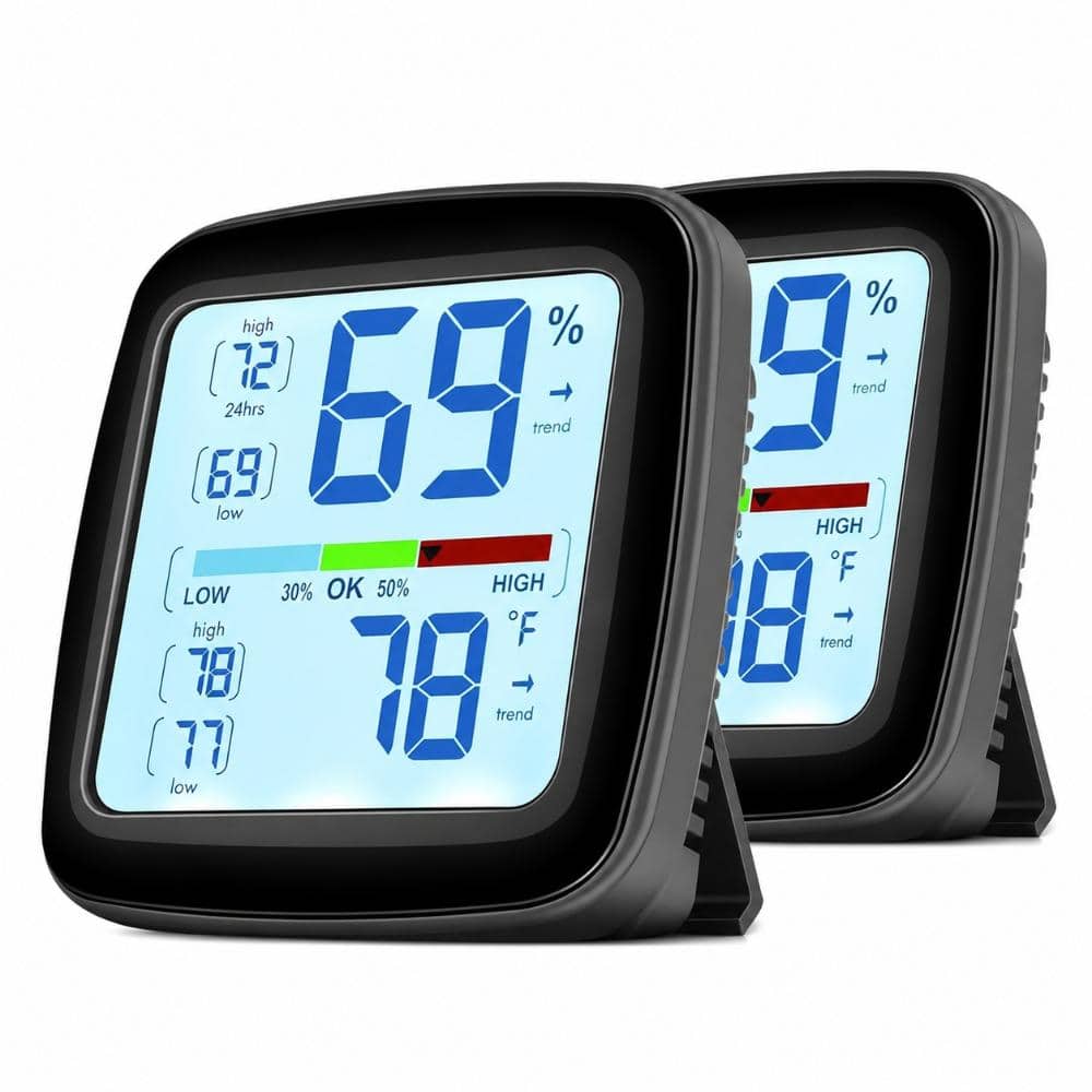 2-Pack Professional Indoor Digital Hygrometer Thermometer, Swiss Sensor, 3.5 in HD Backlit LCD, Max-Min Records price history on PriceWatchPro