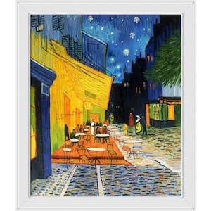 Cafe Terrace at Night by Vincent Van Gogh Gallery White Framed Architecture Oil Painting Art Print 24 in. x 28 in.