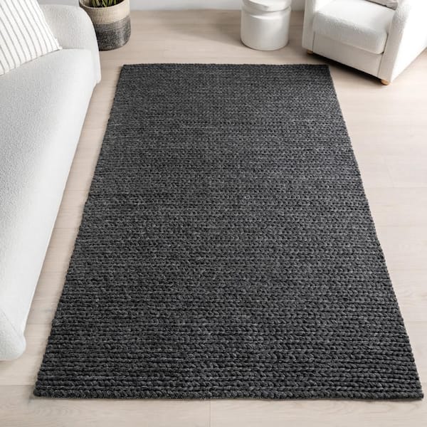 Penelope Braided Wool Area Rug Charcoal 9 ft. x 12 ft. Area Rug