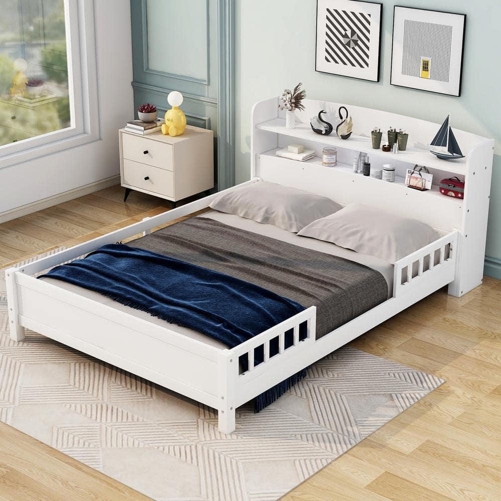 Harper & Bright Designs White Wood Frame Full Size Platform Harper & Bright Designs White Wood Frame Full Size Platform