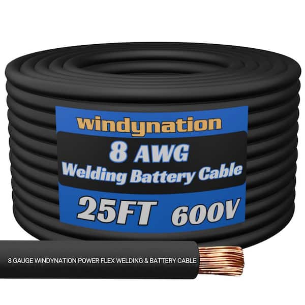 WindyNation 8-Gauge 25 ft. Black Welding Cable
