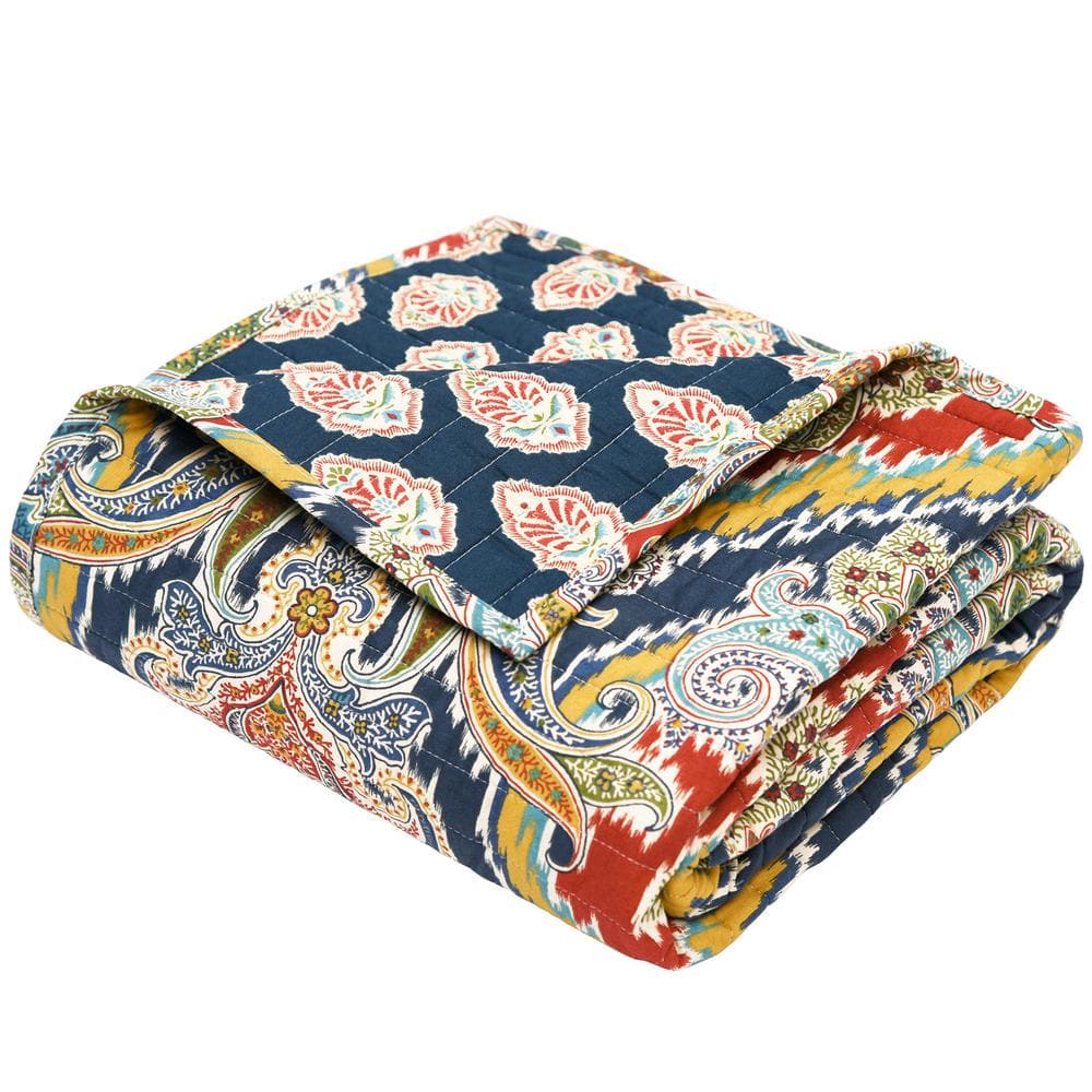LEVTEX HOME Moreno MultiColor Damask Quilted Cotton Throw Blanket