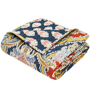 Moreno Multi-Color Damask Quilted Cotton Throw Blanket