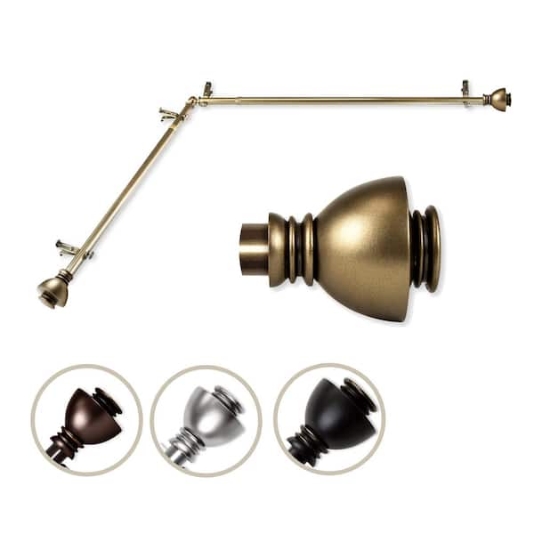 Unbranded 48 in. to 84 in. 13/16 in. Adjustable Corner Window Curtain Rod in Antique Brass with Friedman Finials