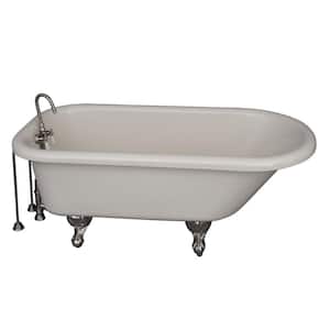 5 ft. Acrylic Ball and Claw Feet Roll Top Tub in Bisque with Brushed Nickel Accessories