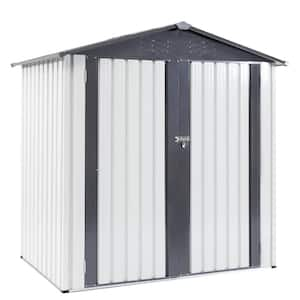 6 ft. W x 4 ft. D White Gray Metal Shed with Double Door and Vents (24 sq. ft.)