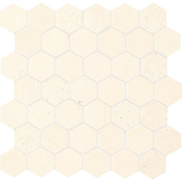 Daltile Blavet Blanc 12 in. x 12.5 in. Limestone Hexagon Mosaic Tile (9.1 sq. ft./Case)