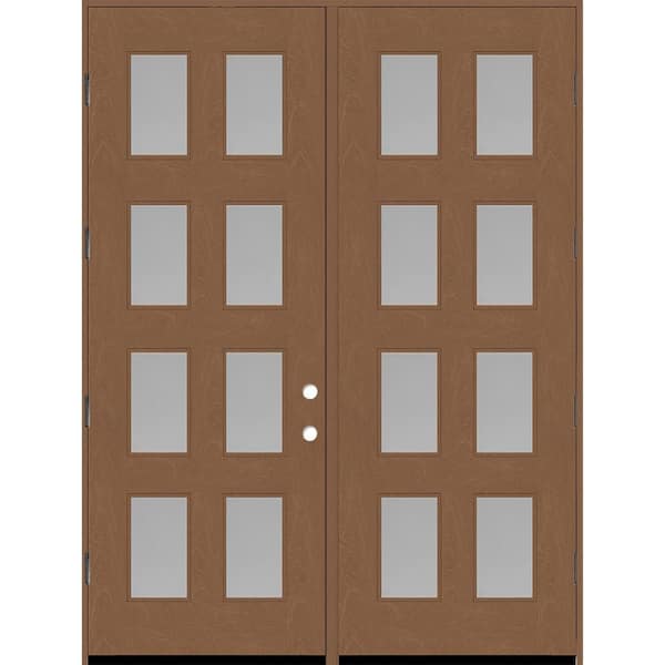Regency 72 in. x 96 in. 8L Modern Clear Glass LHIS Autumn Wheat Stained Fiberglass Double Prehung Front Door 6 in. Jamb