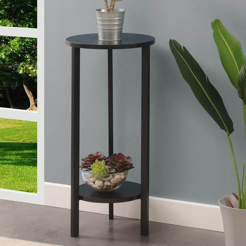 Modern Graystone 31" Black 2-Tier Metal & Particleboard Plant Stand