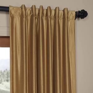 Flax Gold Solid Rod Pocket Room Darkening Curtain - 50 in. W x 108 in. L (1 Panel)