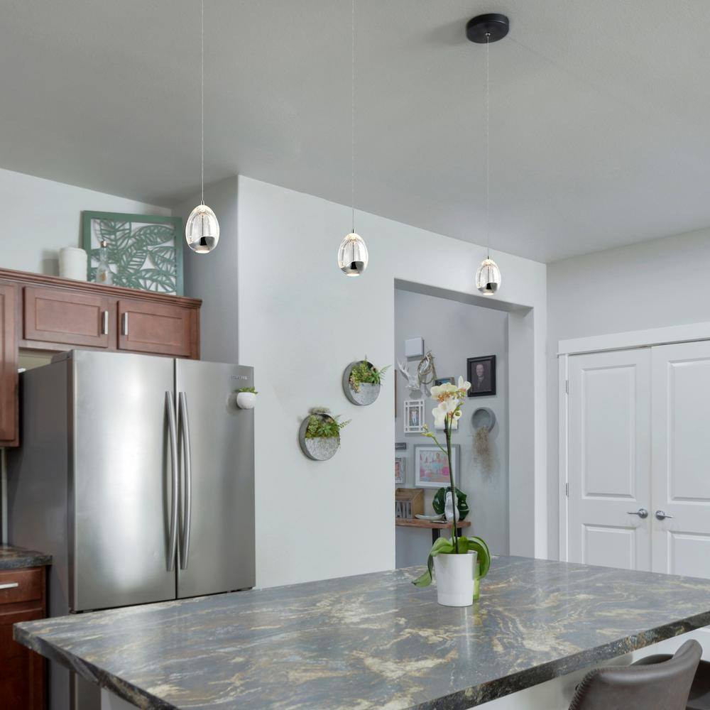 Artisan Deco Black Glass LED Pendant Light, 80" Energy Star