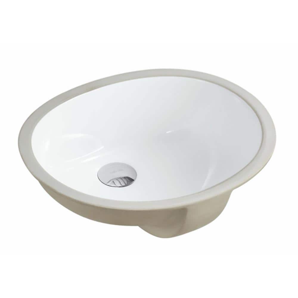 17x14 White Wells Sinkware RTU1714-6W Oval Vitreous Ceramic Lavatory Single Bowl Undermount Bathroom Sink 