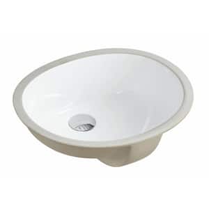 17-1/2 in. x 14-1/4 in. Oval Undermount Vitreous Glazed Ceramic Lavatory Vanity Bathroom Sink Pure White