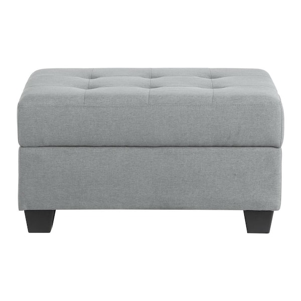EVERGLADE HOME Nea Gray Tufted Storage Ottoman