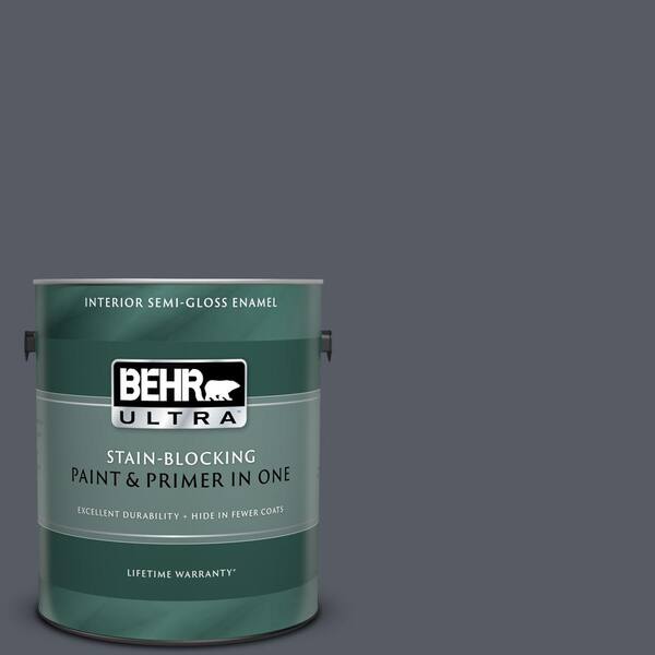 BEHR ULTRA 1 gal. #UL260-22 Pencil Point Semi-Gloss Enamel Interior Paint and Primer in One