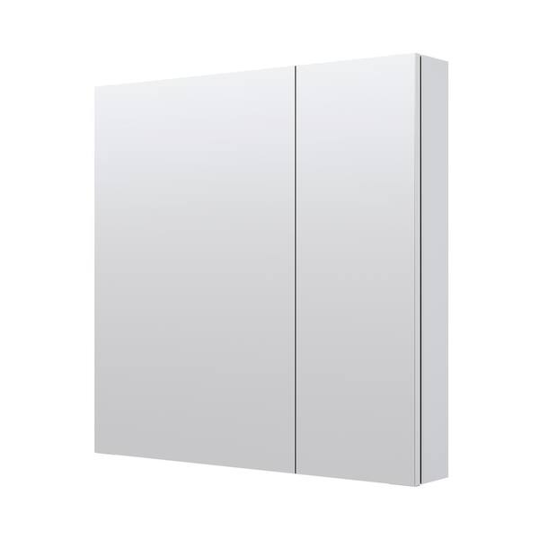 ROSA 30 in. W x 30 in. H Rectangular Aluminum Tri-View Medicine Cabinet with Mirror, Blum Hinge, Adjustable Shelves