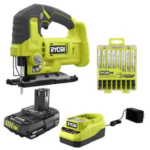 ONE+ 18V Cordless Jig Saw Kit with 1.5 Ah Battery, Charger, and All Purpose Jig Saw Blade Set (10-Piece)