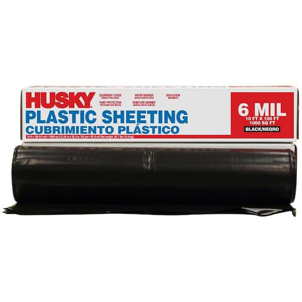 HDX - 10 ft. x 100 ft. Black 6 mil Plastic Sheeting