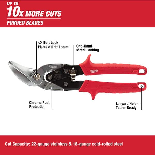 Milwaukee Left Right and Straight Offset Aviation Snips Set 5 Piece 48 22 4533 48 22 4523 The Home Depot