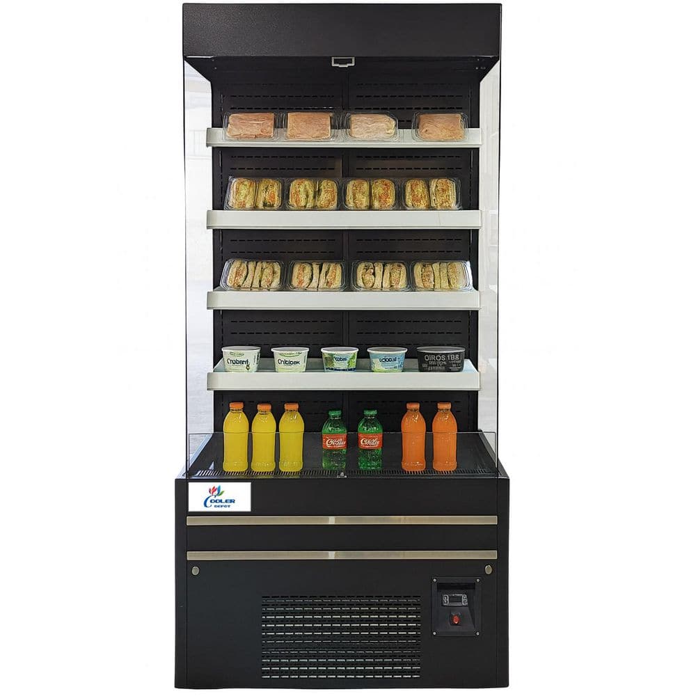 36 in. W 18 cu. ft. Commercial Open Air Merchandiser Refrigerator-Black-Coated Stainless Steel