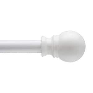 Davenport 28 in. - 48 in. Adjustable Single Petite Cafe Curtain Rod 1/2 in. Diameter in White with Ball Finials