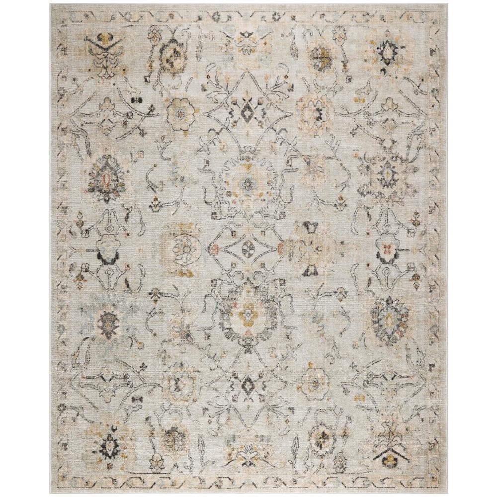 Handmade Gray Floral Synthetic 9' x 12' Area Rug