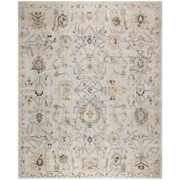 Oushak Home Grey 9 ft. x 12 ft. Floral Traditional Area Rug