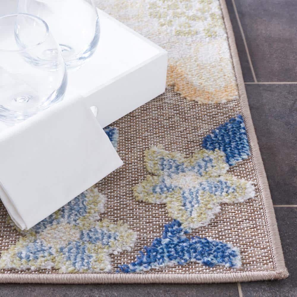 Sarasota Navy & Brown Floral Synthetic Area Rug - 59"x95"