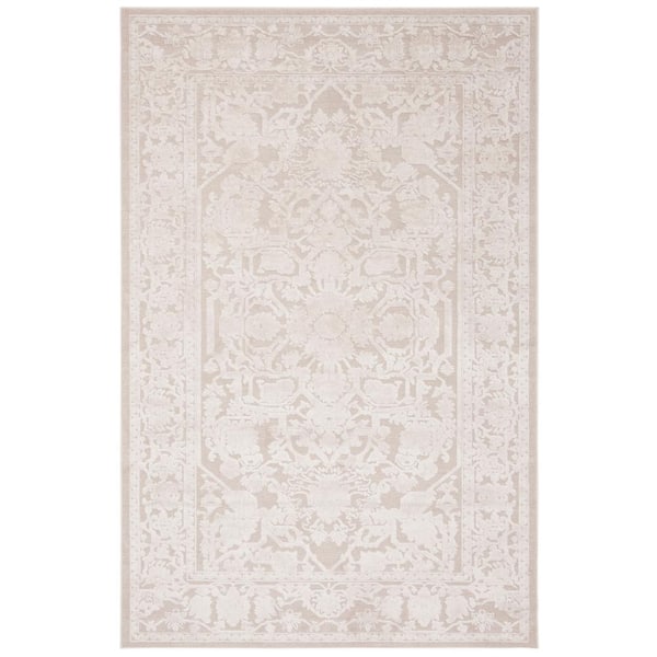 SAFAVIEH Reflection Cream/Ivory 4 ft. x 6 ft. Border Floral Area Rug ...