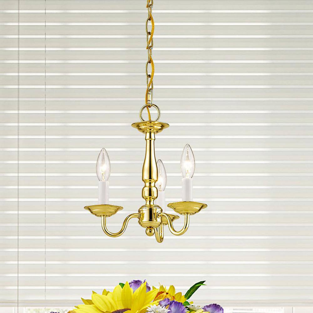 Williamsburgh 3-Light Polished Brass Mini Chandelier for Indoor/Outdoor