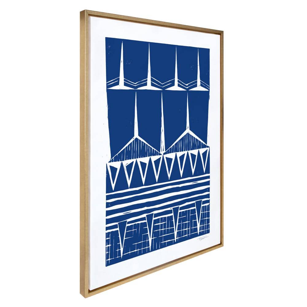Modern Tribal Indigo Abstract Canvas Art Print with Polystyrene Frame