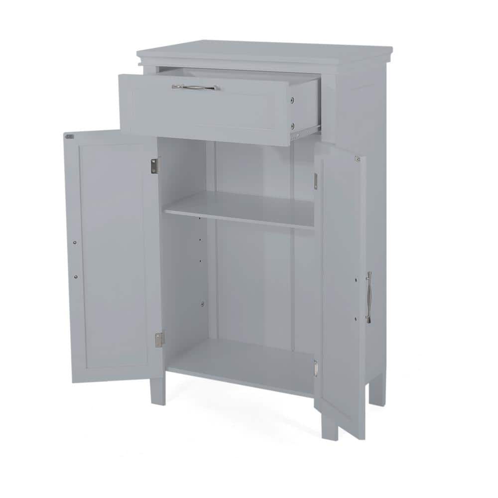 NAT 23.75 in. W x 10 in. D x 39.75 in. H Gray Linen Cabinet with Doors, Dra