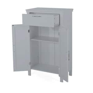 NAT 23.75 in. W x 10 in. D x 39.75 in. H Gray Linen Cabinet with Doors, Drawer and Shelves