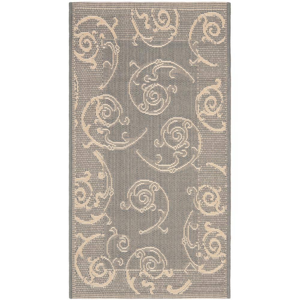 SAFAVIEH Courtyard Gray/Natural Doormat 3 ft. x 5 ft. Border Indoor ...