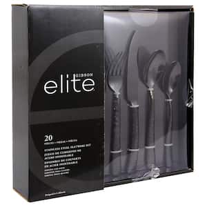 Elite Stonehenge 20-Piece Black 18/10 Stainless Steel Flatware Set (Service for 4)