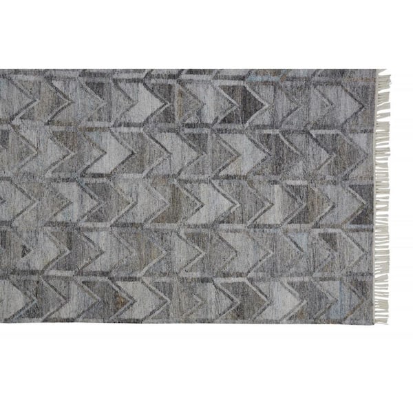 HomeRoots 2 X 8 Gray Geometric Area Rug