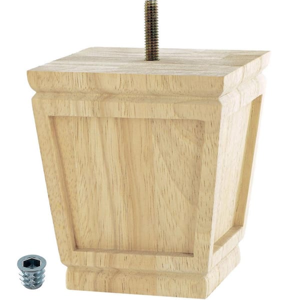 American Pro Decor 4-1/2 in. x 4 in. Unfinished Solid Hardwood Square Bun Foot