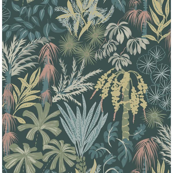 Everglades Dark Green Botanical Wallpaper Sample
