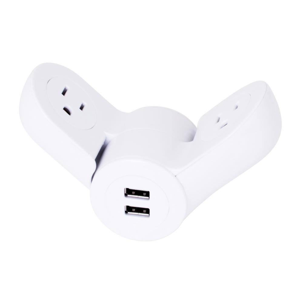 UPC 081306104999 product image for Quirky Pivot Power Mini Compact 2-Outlet 2 USB Surge Protector, White | upcitemdb.com