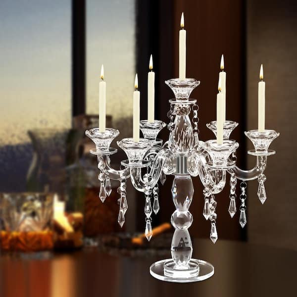 Glass Crystal Eid Mubarak Candle Holder Candle Stand Centerpiece Table Lamp