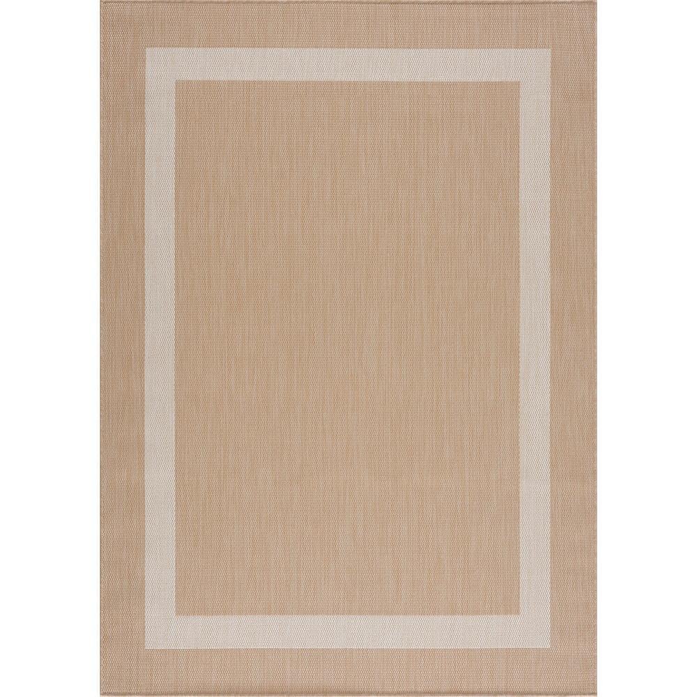 Summer Natural 9 ft. x 12 ft. Bordered Indoor Outdoor Area Rug