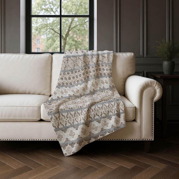 Premium Machine Washable ASB726 Taupe 50 in. x 70 in. Sherpa Throw Blanket