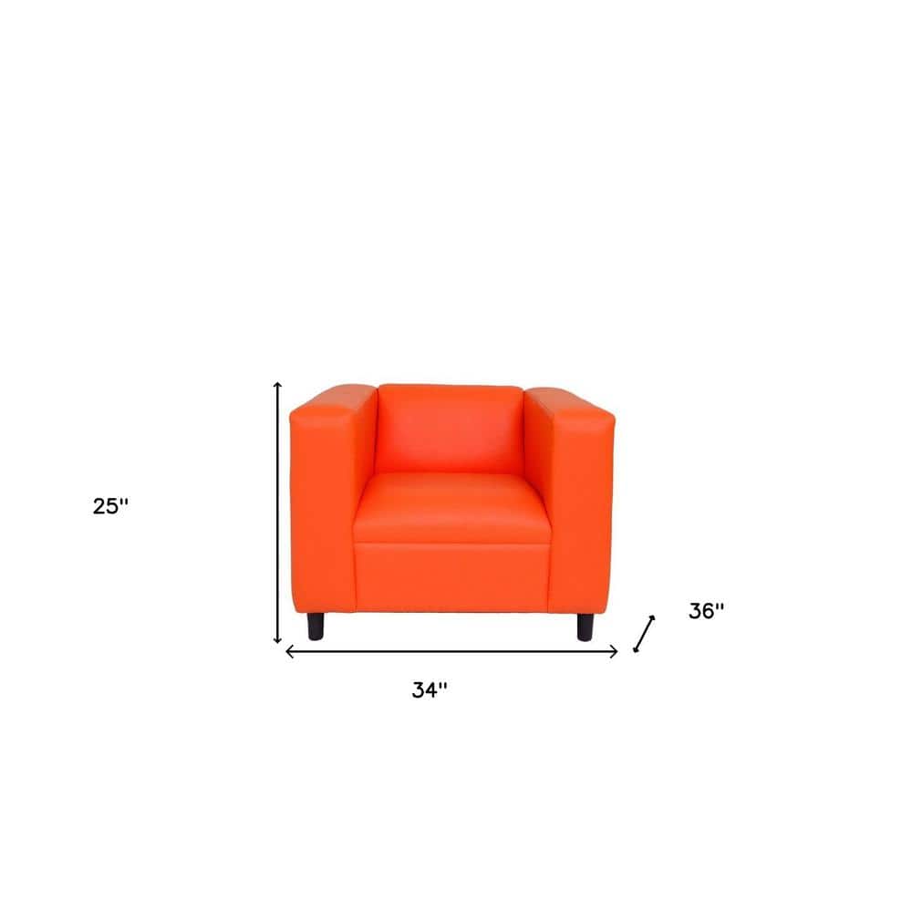 36-Inch Orange Faux Leather Arm Chair with Black Legs