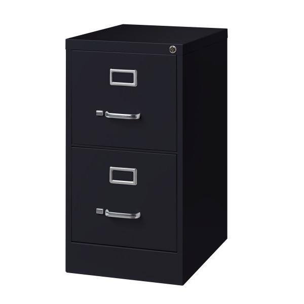 Black 2-Drawer Lockable Vertical File Cabinet