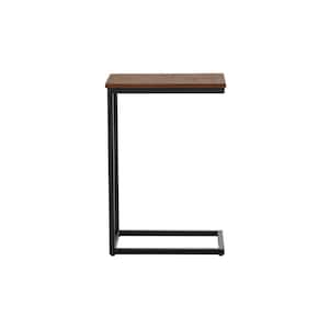 Donnelly Black C-Shaped Side Table with Haze Wood Top